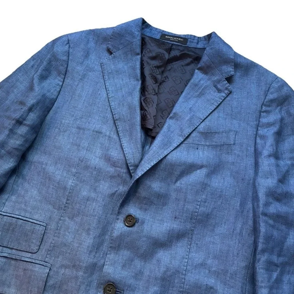 Banana Republic Navy Blue Linen-Blend Sport Coat